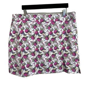 Izod Golf Stretch White Pink Blue‎ Balls Tees Skort Skirt Size 8 Pockets